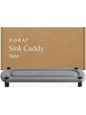 Water-Absorbing Diatomaceous Earth Sink Caddy with Stainless Steel Feet - Slate
